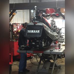 Service work being done at Cycle Sport Yamaha Located at Hobart, Indiana